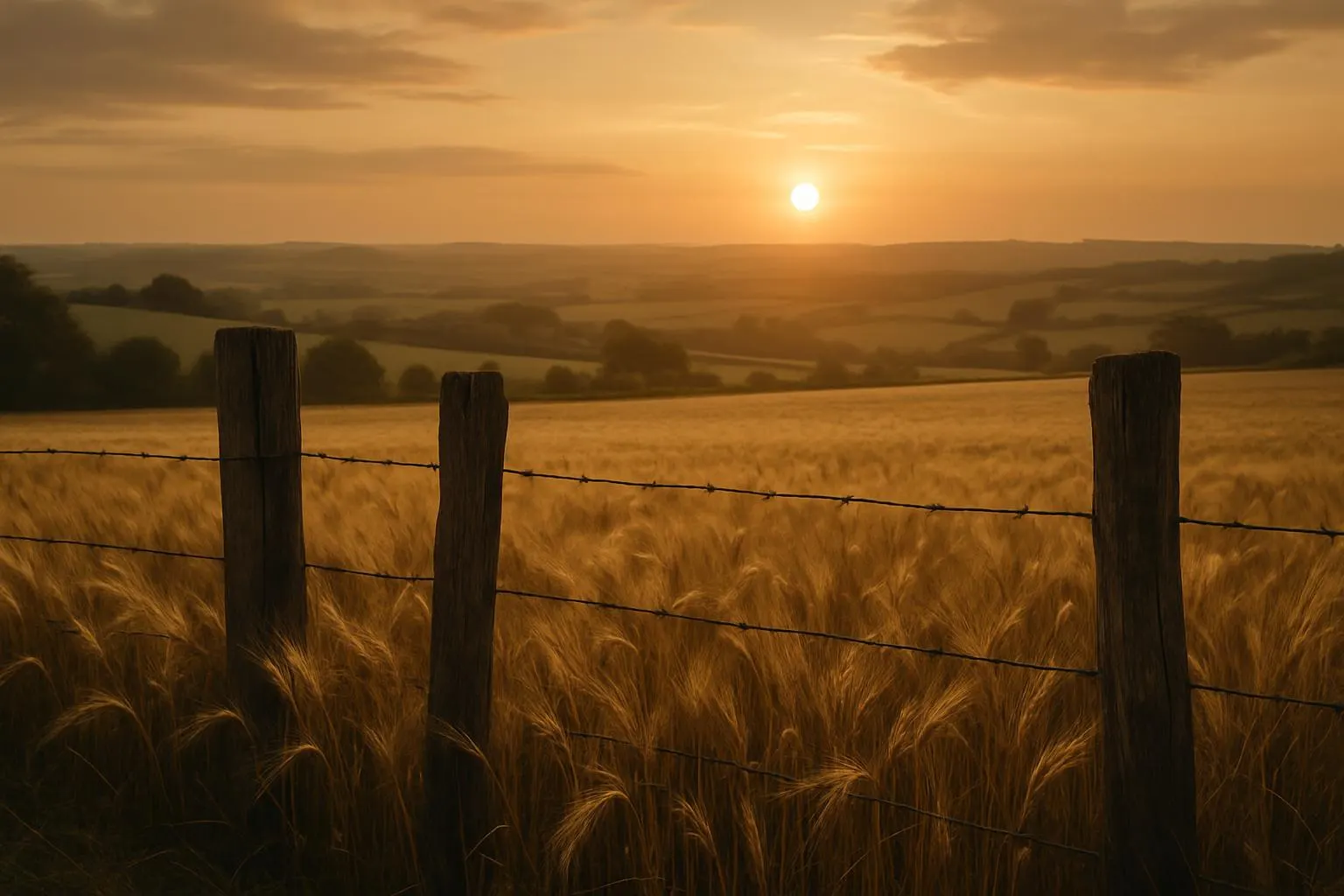 Rural fields at golden hour